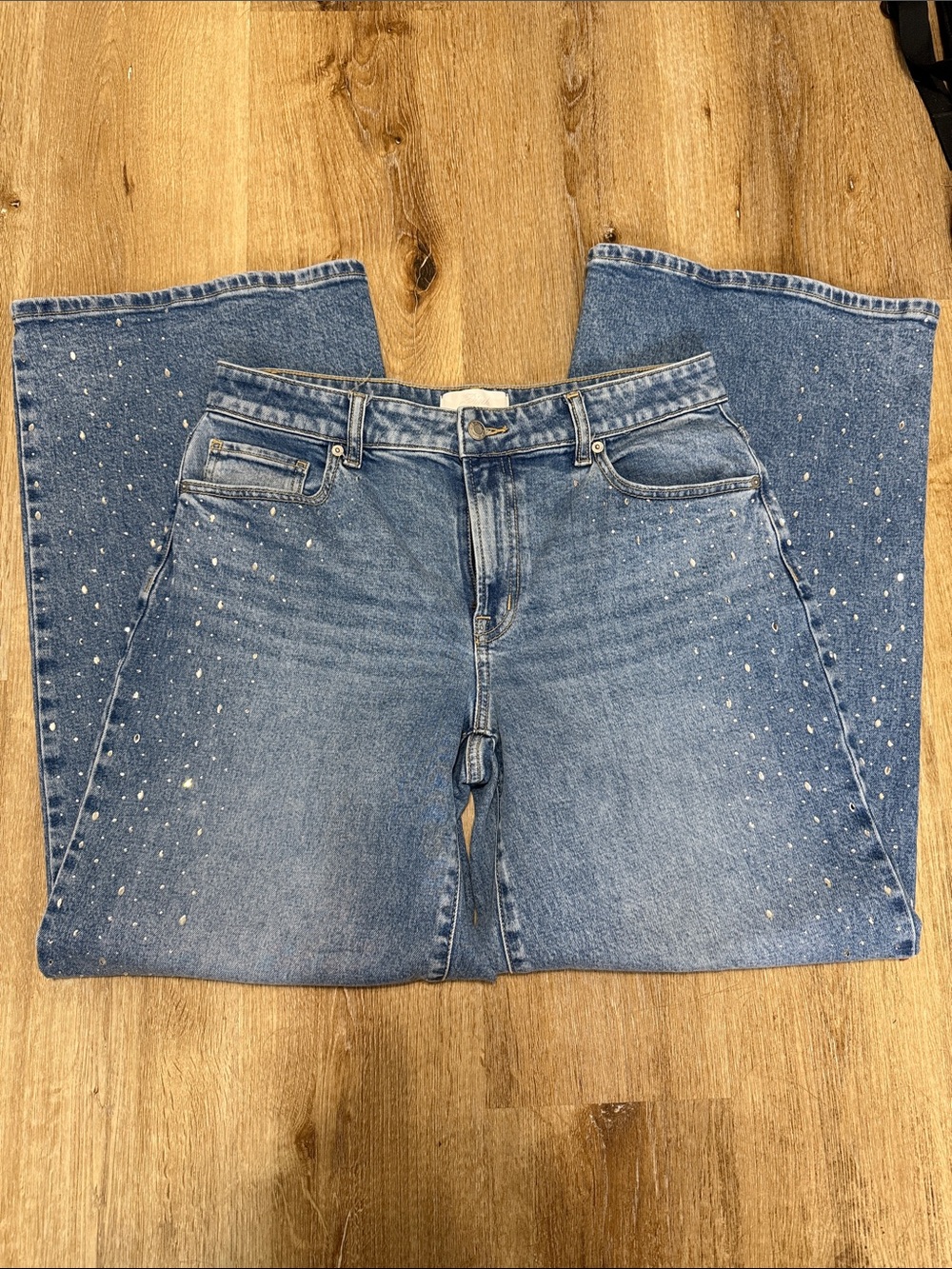 DENIM BY PINK MID-RISE BAGGY WIDE-LEG JEANS